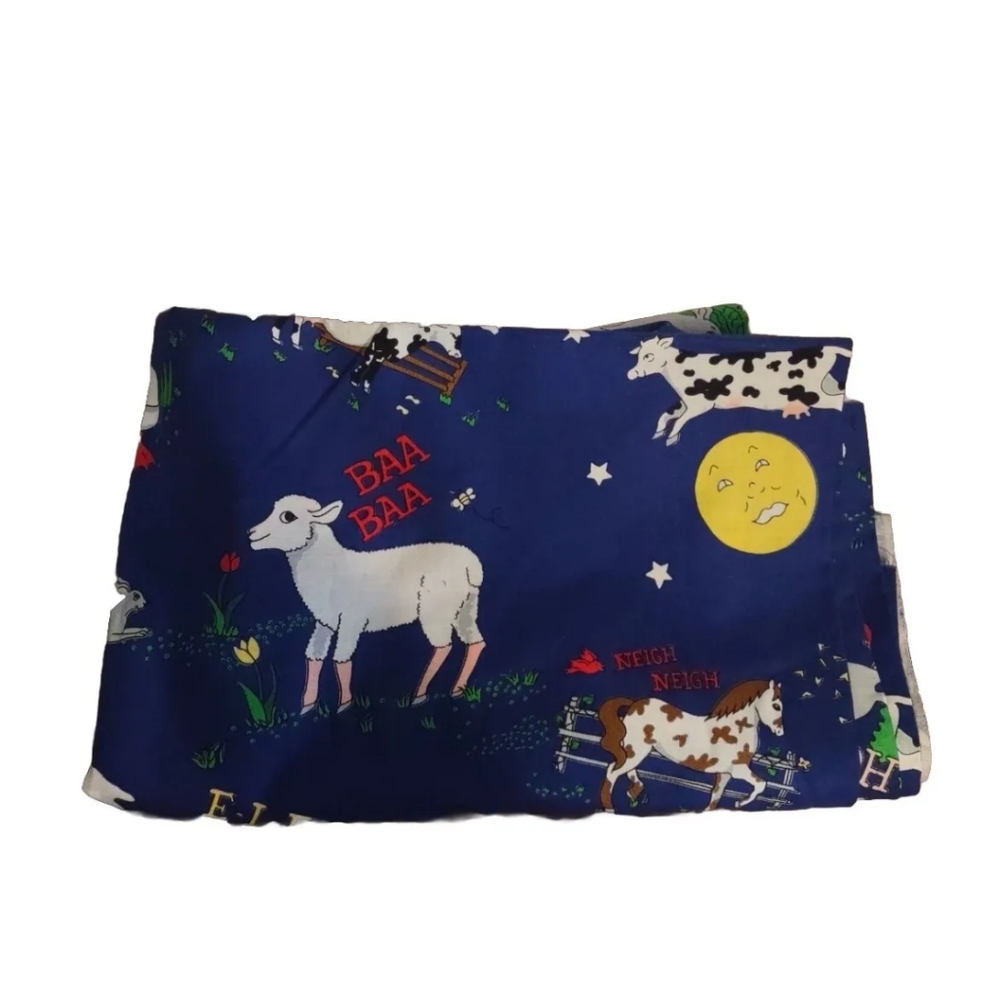 Moda Cotton crafters quilters Cloth Fabric Farm Animals Blue 1 & 5/9yd (56"x44")